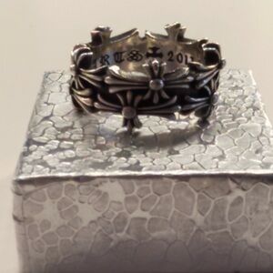 Silver Chrome Cross Band Ring Women Ring Size 9